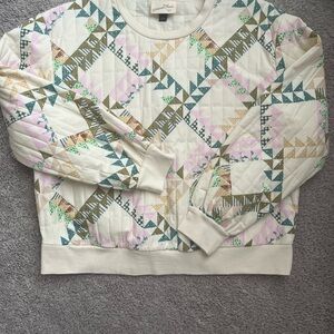 Universal Thread Geometric Sweater - Cream, Green, Pink